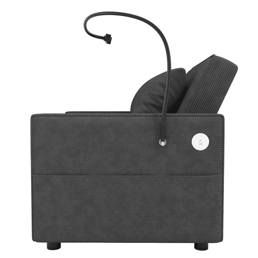 Sofá-cama multifuncional de 1 lugar - com porta USB, suporte para telemóvel, compacto, cinzento