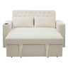 Sofá-cama multifuncional de 2 lugares - com arrumação, porta-copos, porta USB, almofadas - Bege