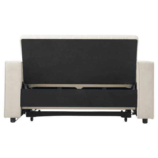 Sofá-cama multifuncional de 2 lugares - com arrumação, porta-copos, porta USB, almofadas - Bege