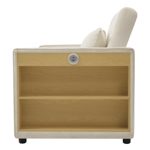 Sofá-cama multifuncional de 2 lugares - com arrumação, porta-copos, porta USB, almofadas - Bege