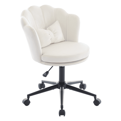 Cadeira para vestir - Design moderno - Encosto em forma de pétalas, almofada lombar em forma de borboleta, altura ajustável, almofada macia - Bege