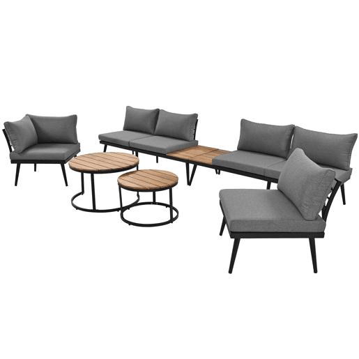 Conjunto de jardim de 6 peças - sala de jantar para terraço, varanda, jardim, interior e exterior, estrutura em ferro galvanizado - Cinza Antigo