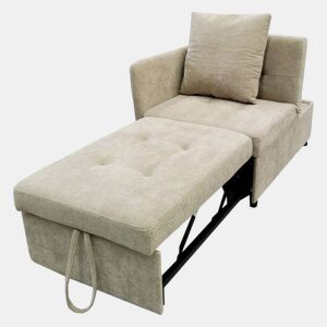 Sofá-cama 3 em 1 - Sofá de linho com encosto ajustável - Bege