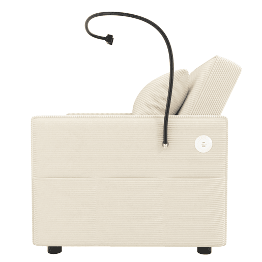 Sofá-cama multifuncional de 1 lugar - com porta USB, suporte para telemóvel, tecido de veludo cotelê, bege