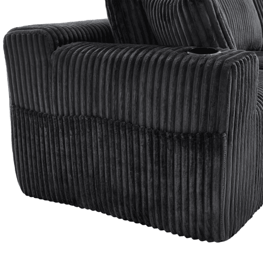 Sofá modular de 3 lugares - Chaise longue, 5 almofadas, bolsos laterais, porta-copos - Cinza
