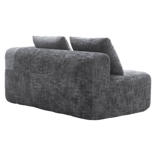 Sofá confortável de 2 lugares - Sem montagem, com almofada, bolsos laterais, cinzento