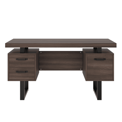 Secretária simples 135 x 54 cm - MDF e aço, gaveta silenciosa, gaveta para pastas, resistente à água - Castanho