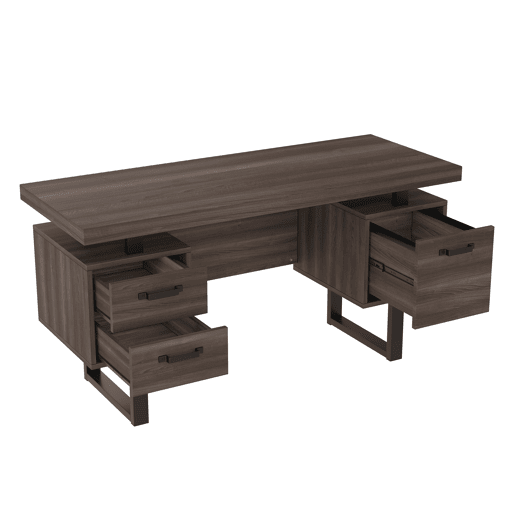 Secretária simples 135 x 54 cm - MDF e aço, gaveta silenciosa, gaveta para pastas, resistente à água - Castanho
