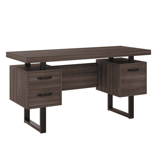 Secretária simples 135 x 54 cm - MDF e aço, gaveta silenciosa, gaveta para pastas, resistente à água - Castanho