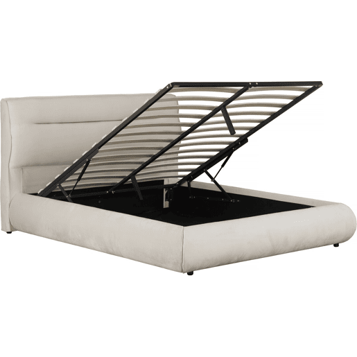 Cama de casal com arrumação em veludo Chamonix - 160 x 200 cm - Bege