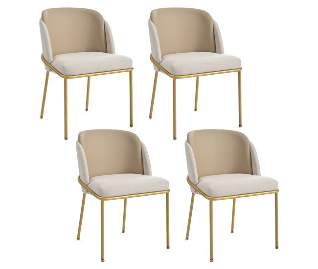 Silla moderna 4 piezas - con patas inclinadas y pies ajustables - beige + caqui
