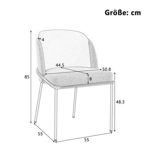 Cadeira moderna 4 peças - Com pernas inclinadas e pés ajustáveis - Bege + Caqui Cadeira moderna 4 peças - Com pernas inclinadas e pés ajustáveis - Bege + Caqui