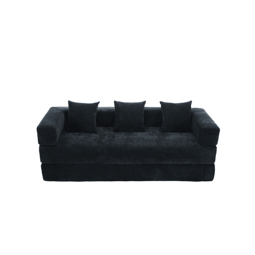 Sofá modular de 2 lugares - chenille macio, combinável, com bolsos e base antiderrapante - preto Sofá modular de 2 lugares - chenille macio, combinável, com bolsos e base antiderrapante - preto