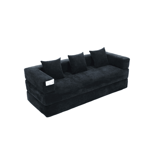 Sofá modular de 2 lugares - chenille macio, combinável, com bolsos e base antiderrapante - preto Sofá modular de 2 lugares - chenille macio, combinável, com bolsos e base antiderrapante - preto
