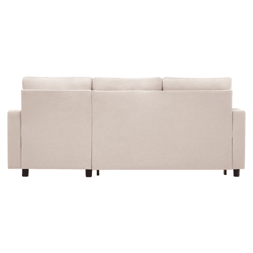 Sofá moderno em L com 3 lugares - Sofá modular conversível - Com arrumação e suporte para bebidas - Bege