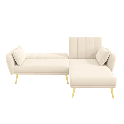 Sofá-cama moderno de 3 lugares - Sofá de canto com função de cama - Bege