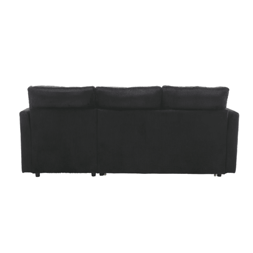 Sofá-cama multifuncional de 3 lugares - com arrumação, chaise longue intercambiável, preto