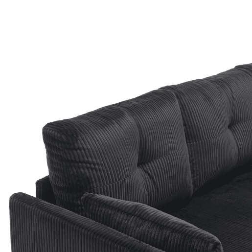 Sofá-cama multifuncional de 3 lugares - com arrumação, chaise longue intercambiável, preto
