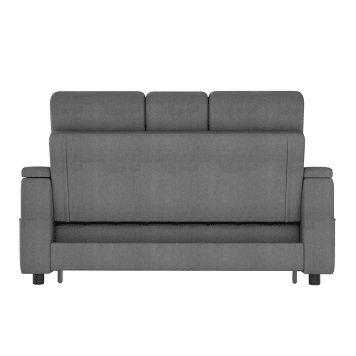 Sofá-cama de 2 lugares - Com arrumação, encosto ajustável, apoios de braços com compartimentos - Cinza Sofá-cama de 2 lugares - Com arrumação, encosto ajustável, apoios de braços com compartimentos - Cinza