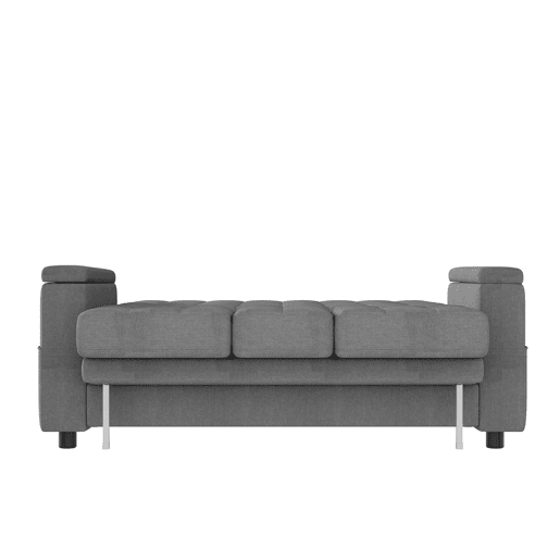Sofá-cama de 2 lugares - Com arrumação, encosto ajustável, apoios de braços com compartimentos - Cinza Sofá-cama de 2 lugares - Com arrumação, encosto ajustável, apoios de braços com compartimentos - Cinza