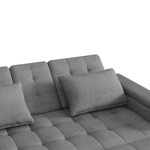 Sofá-cama de 2 lugares - Com arrumação, encosto ajustável, apoios de braços com compartimentos - Cinza Sofá-cama de 2 lugares - Com arrumação, encosto ajustável, apoios de braços com compartimentos - Cinza