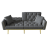Sofá-cama de 2 lugares - Função cama, 3 posições ajustáveis, com porta-copos - Cinza