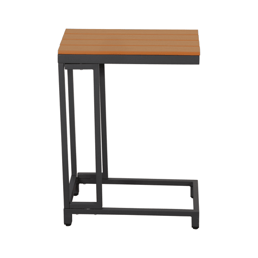 Conjunto de móveis de jardim - Sofá + mesa auxiliar + mesa de centro (pode ser usada como apoio para os pés) - Estrutura em aço galvanizado, superfície em madeira plástica - Cinza + Preto