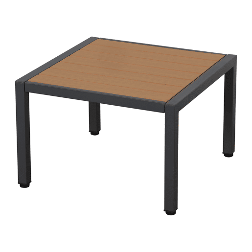 Conjunto de móveis de jardim - Sofá + mesa auxiliar + mesa de centro (pode ser usada como apoio para os pés) - Estrutura em aço galvanizado, superfície em madeira plástica - Cinza + Preto