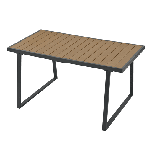 Conjunto de jardim de 5 peças - Sofá de 3 lugares, 2 cadeiras, banco e mesa de jantar, estrutura em aço galvanizado, braços em corda trançada - Bege
