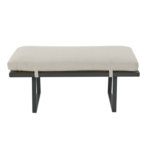 Conjunto de jardim de 5 peças - Sofá de 3 lugares, 2 cadeiras, banco e mesa de jantar, estrutura em aço galvanizado, braços em corda trançada - Bege