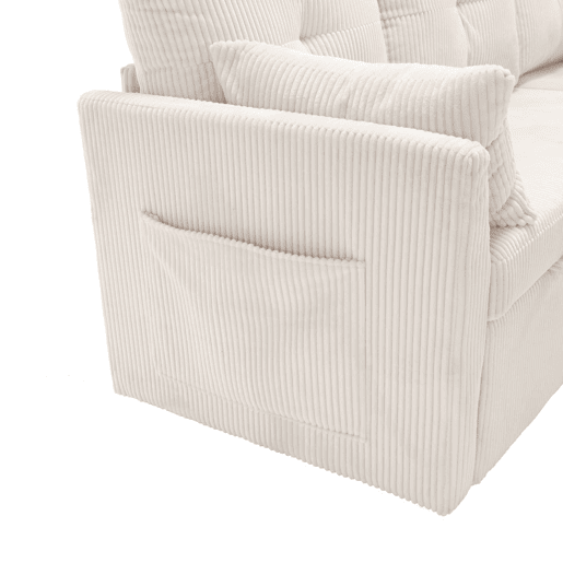 Sofá-cama multifuncional de 3 lugares - sofá modular L, com arrumação e chaise longue - Bege