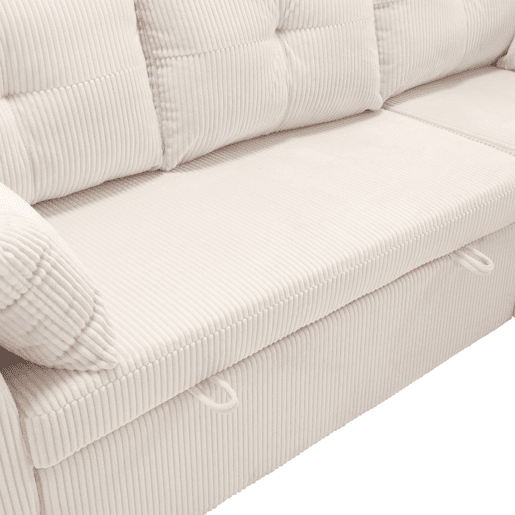 Sofá-cama multifuncional de 3 lugares - sofá modular L, com arrumação e chaise longue - Bege