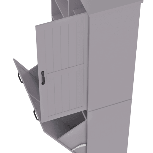 Móvel de casa de banho 78x35x172 cm - Cesto duplo para roupa, 4 compartimentos abertos, prateleiras ajustáveis - Cinza
