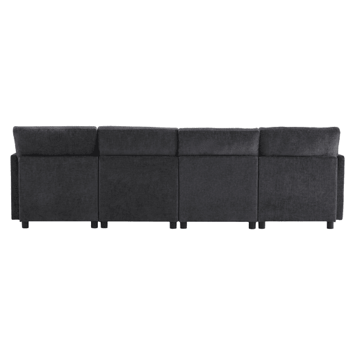 Sofá modular de 6 lugares - em forma de L e U, com apoio para os pés removível - Cinza