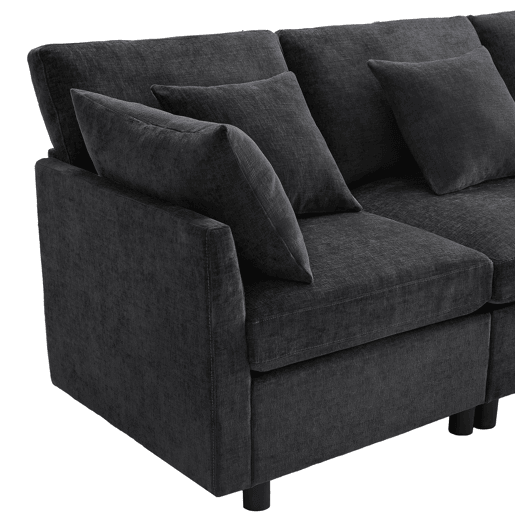 Sofá modular de 6 lugares - em forma de L e U, com apoio para os pés removível - Cinza