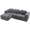 Sofá modular de 3 lugares - L-Sofa com chaise longue, 3 almofadas, bolso lateral - Cinza