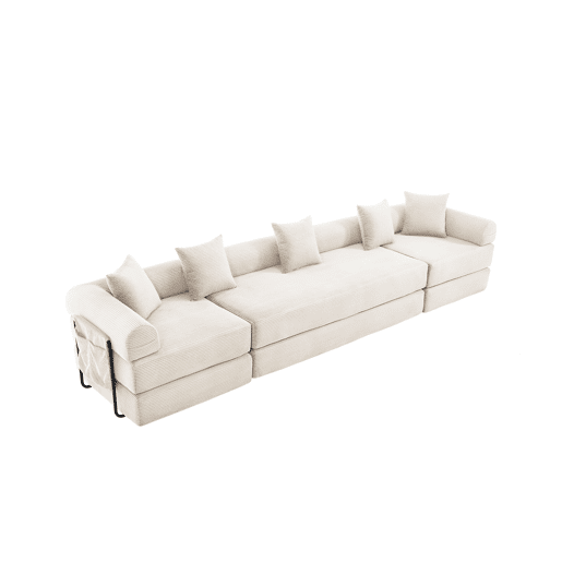 Sofá modular de 4 lugares - com arrumação, função modular, adequado para animais de estimação - Bege