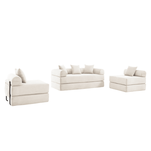 Sofá modular de 4 lugares - com arrumação, função modular, adequado para animais de estimação - Bege