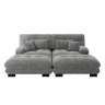 Sofá de sala duplo - Chenille com 2 almofadas lombares e 2 decorativas, braços largos e 2 pufes - Cinza