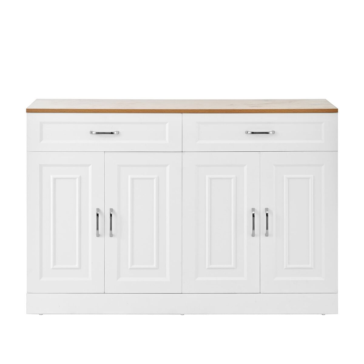 Aparador con estantes - diseño con rebote y acabado en madera natural