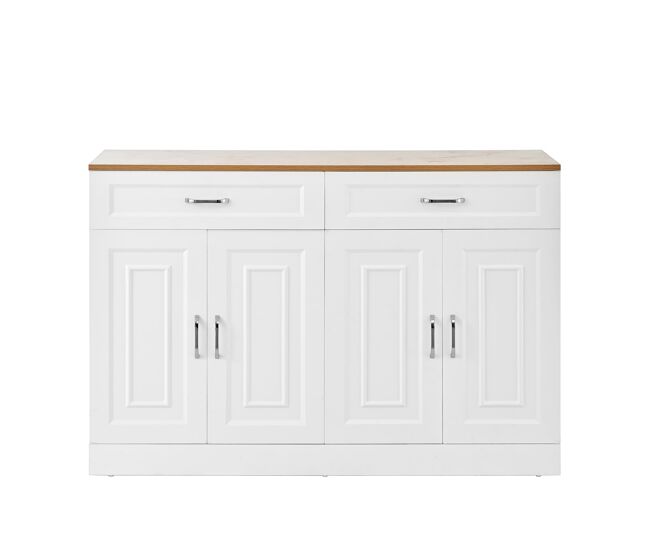 Aparador con estantes - diseño con rebote y acabado en madera natural
