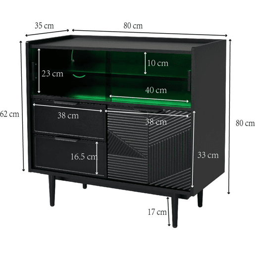 Aparador 80 cm - móvel de casa de banho com porta de vidro e luz LED Aparador 80 cm - móvel de casa de banho com porta de vidro e luz LED