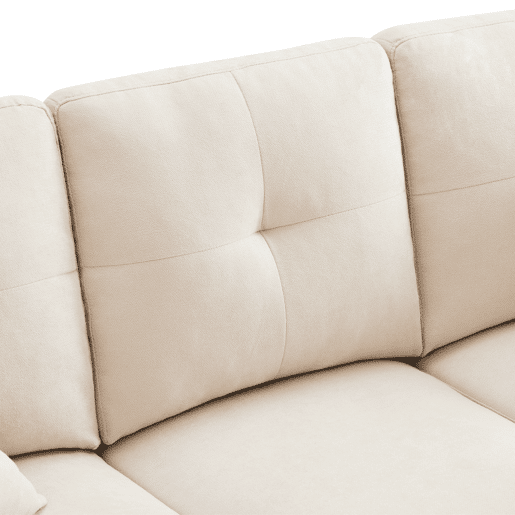 Sofá em L de 3 lugares - Com chaise longue, arrumação, porta-copos integrado, inclui 2 almofadas - Ideal para sala de estar, escritório, apartamento