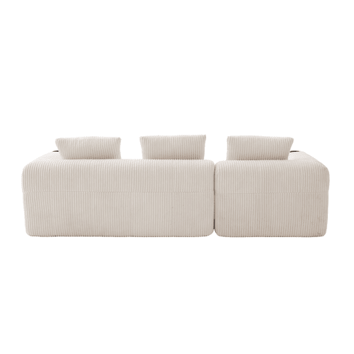 Sofá compacto de 4 lugares - Macio, modular, com bolso e porta-copos - Bege