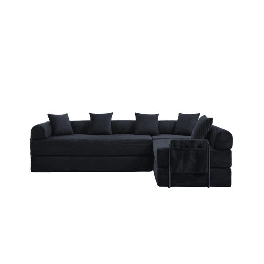 Sofá modular de 4 lugares - com arrumação, função modular, adequado para animais de estimação - Preto