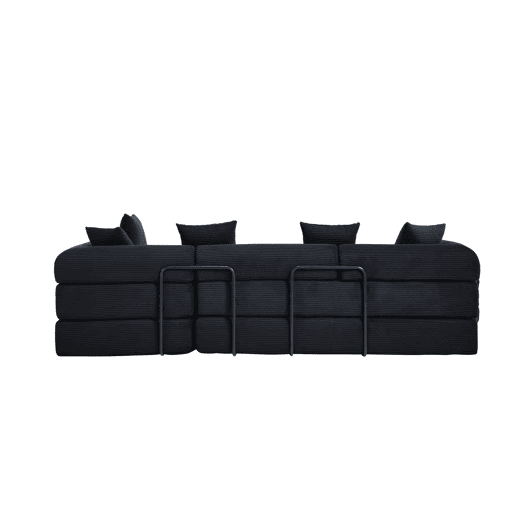 Sofá modular de 4 lugares - com arrumação, função modular, adequado para animais de estimação - Preto
