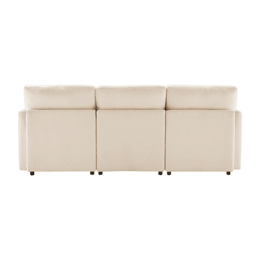 Sofá modular de 4 lugares - Design moderno, chenille, sofá em forma de L com apoio para os pés - Bege