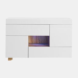 Aparador alto brilho - com vitrines, gavetas e iluminação LED multicolorida