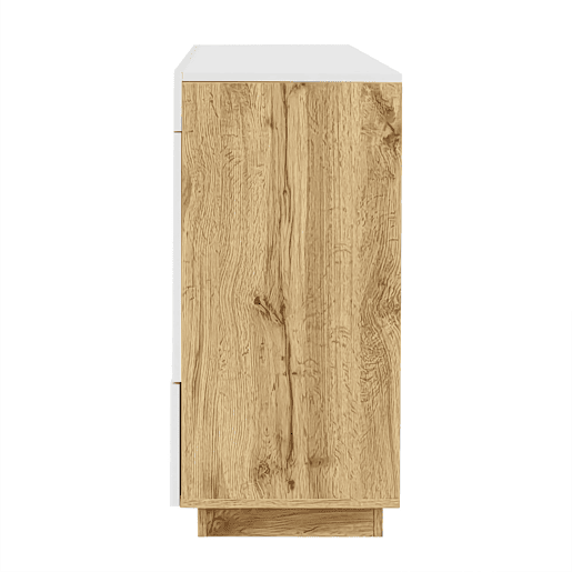 Aparador alto brilho - com vitrines, gavetas e iluminação LED multicolorida Aparador alto brilho - com vitrines, gavetas e iluminação LED multicolorida