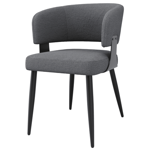 Cadeira de jantar 6 peças - Ergonómica, leve, encosto curvo - Cinza